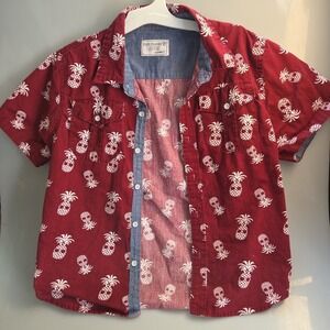 Free Planet Pineapple Short Sleeve Hawaiian Shirt Red (Size‎ 7)